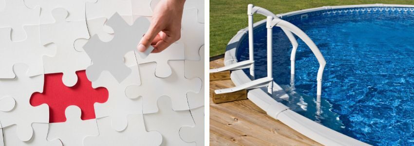 An above-ground pool beside a puzzle piece.