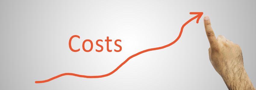 An upward curving arrow with the word "costs" written on it.