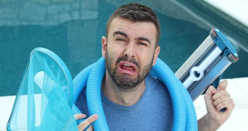 The person is feeling frustrated after making mistakes in cleaning the pool filters.