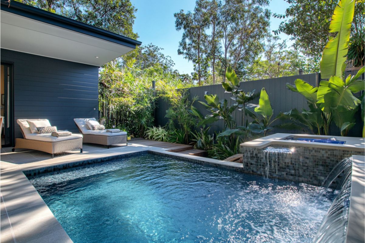 plunge pool design with modern outdoor space