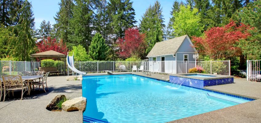 A concrete pool is the most common type in most houses.