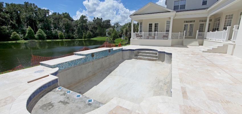 Gunite pools are concrete pools made of sand, cement, and water.