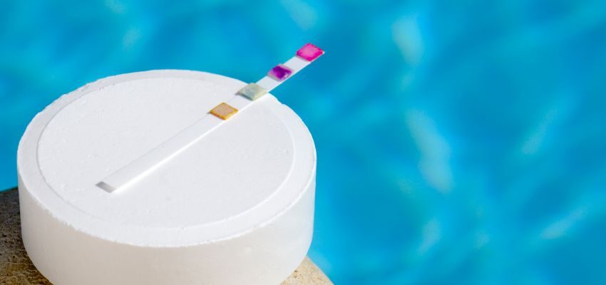 Use pool test strips or a liquid test kit to know the current chlorine level in your pool.