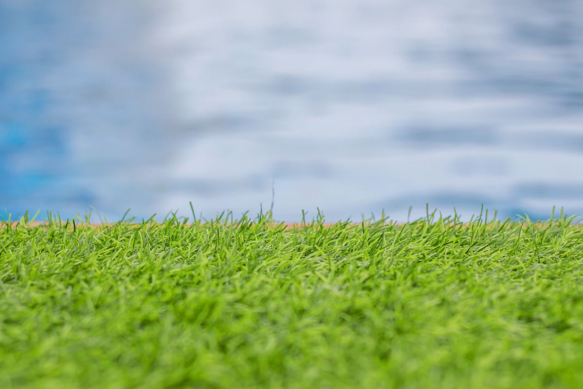 Artificial turf around pool is a synthetic grass substitute tailored for pool surroundings. It replicates the look and texture of natural grass minus the maintenance and mess.