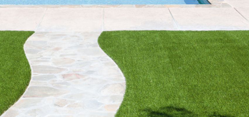 Artificial turf eliminates mud and grass clippings, keeping your pool and home clean.