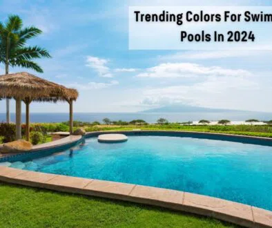 A swimming pool that has an aesthetic design and trending pool color.
