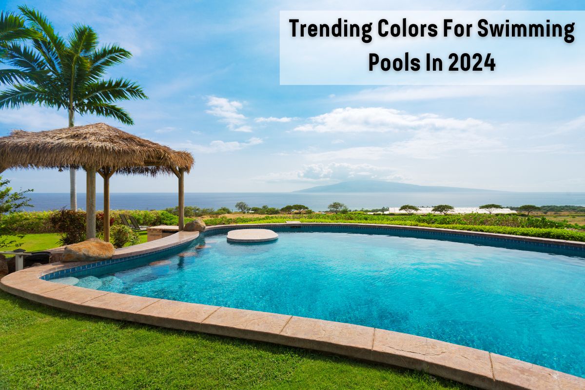 A swimming pool that has an aesthetic design and trending pool color.