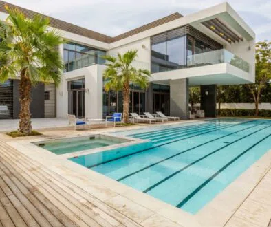 A newly built modern swimming pool.