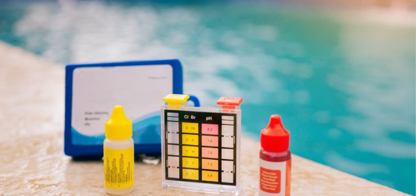 Ph tester on the poolside