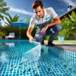 The man wants to get rid of water bugs in a pool.