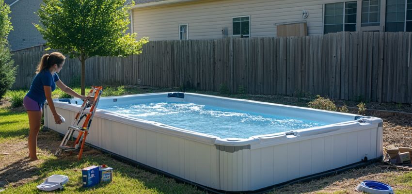 The woman chose to construct a vinyl pool in her backyard.