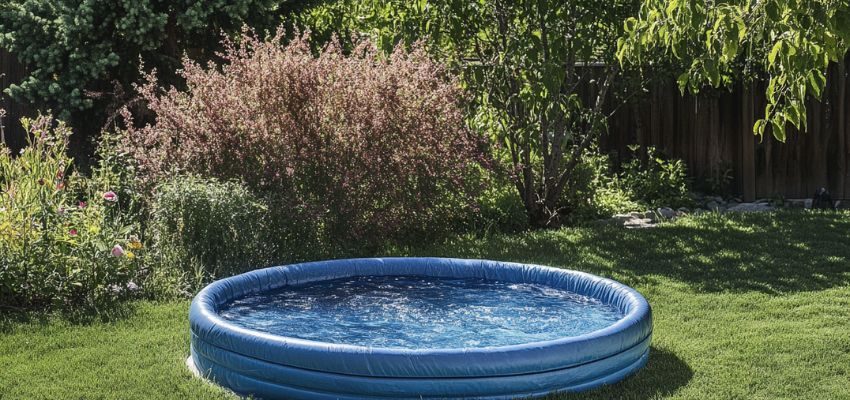 A wading pool in the backyard.