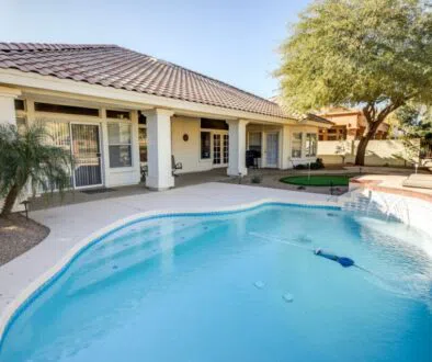 The pool needs a finish renewal as it is showing cracks and discoloration.
